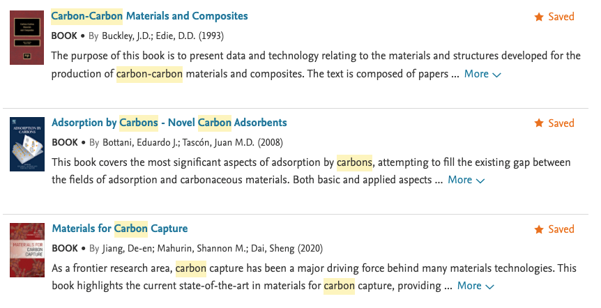 Screenshot of cover images in search results